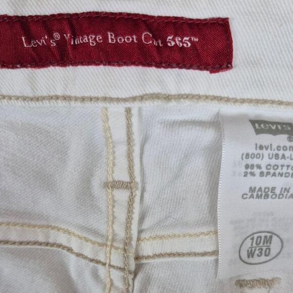 Levis Vintage Boot Cut 565 White Denim Wide Leg Jeans Women Sz 10M / 30W - Picture 4 of 5